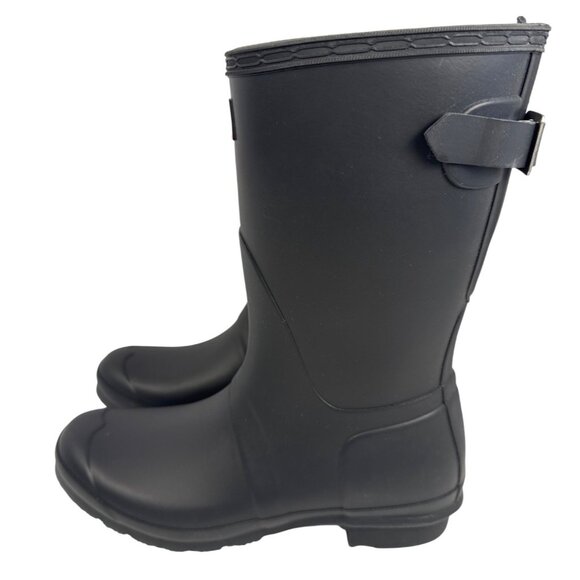 Hunter Women’s Original Back Adjusted Short Black Rubber Rain Boot size 9 - Picture 5 of 10